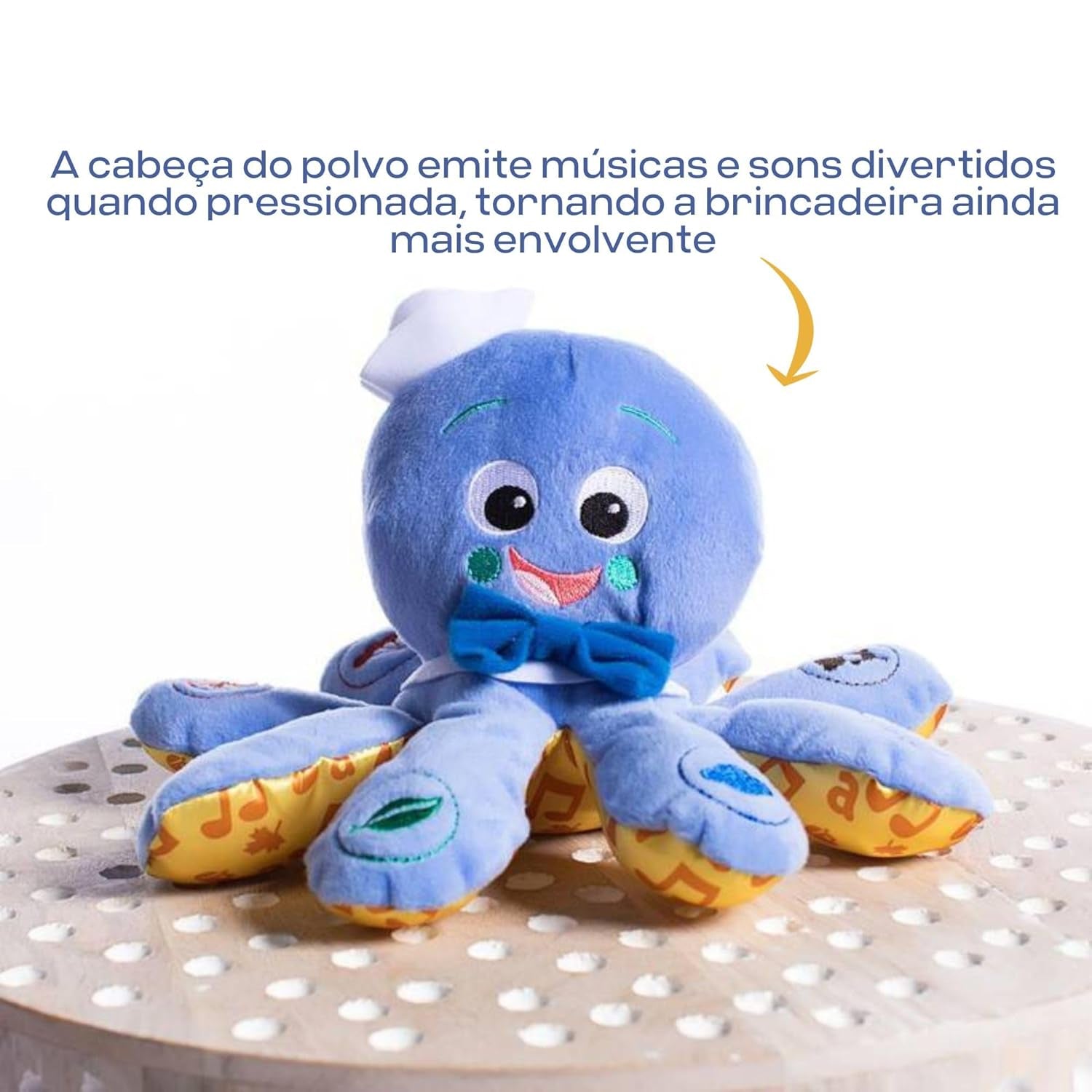 Octoplush Musical Huggable Stuffed Animal Plush Toy, Learn Colors in 3 Languages, Blue, 11" Age 3 Month and Up,